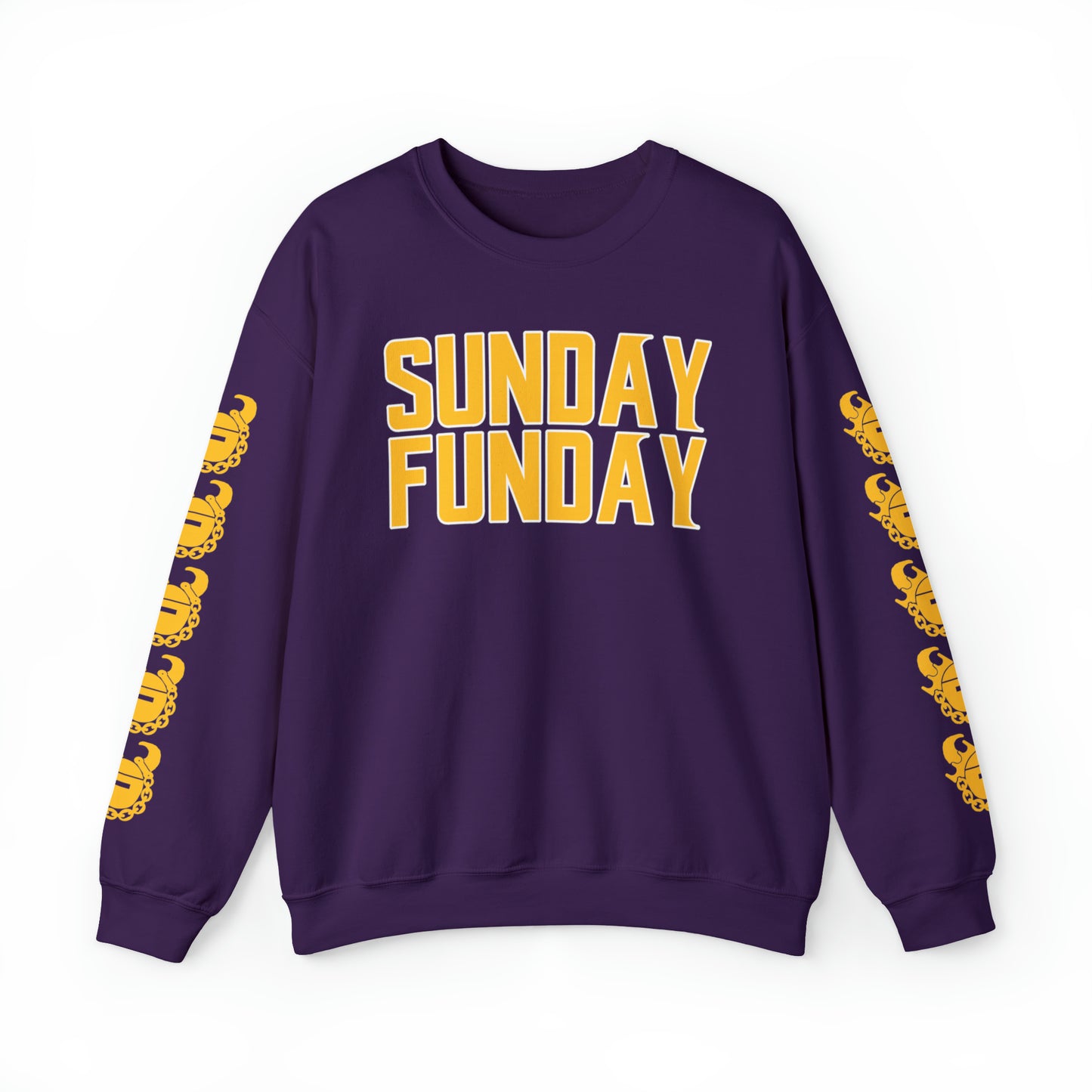 Unisex Heavy Blend™ Crewneck - SUNDAY FUNDAY + Game Day Helmet (Sleeves)