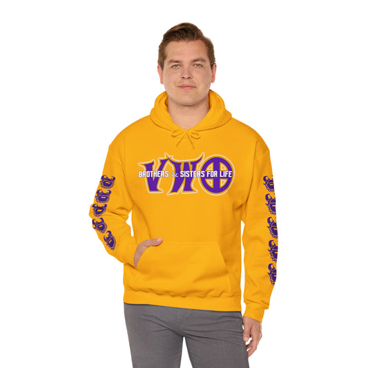 Unisex Heavy Blend™ Hooded Sweatshirt - VWO Brothers & Sisters + Game Day Helmet (Sleeves)