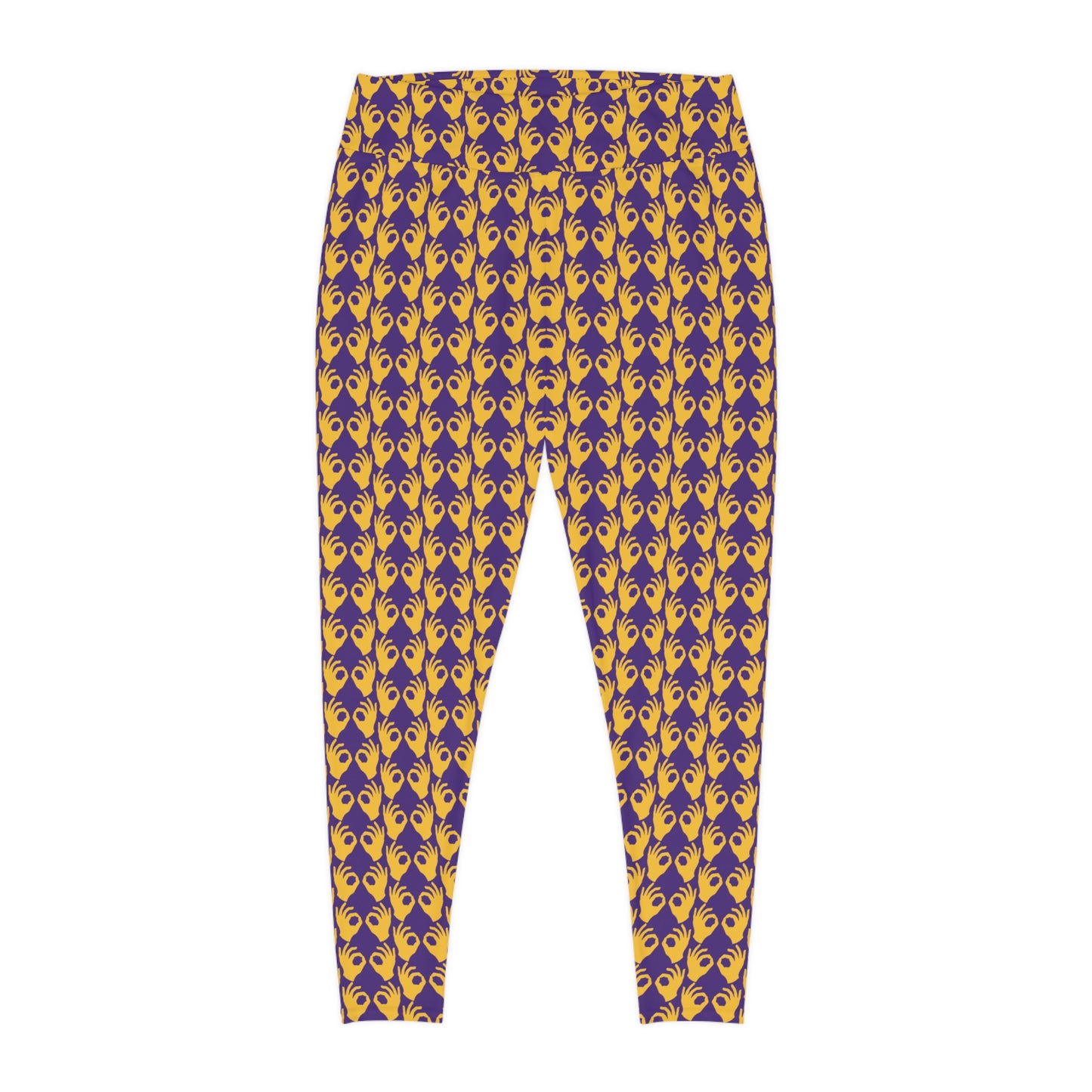 Plus Size Leggings - Purple/Gold Griddy