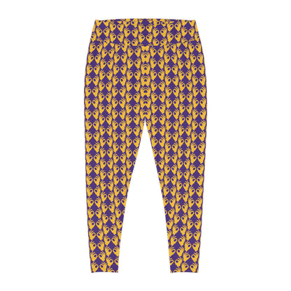 Plus Size Leggings - Purple/Gold Griddy