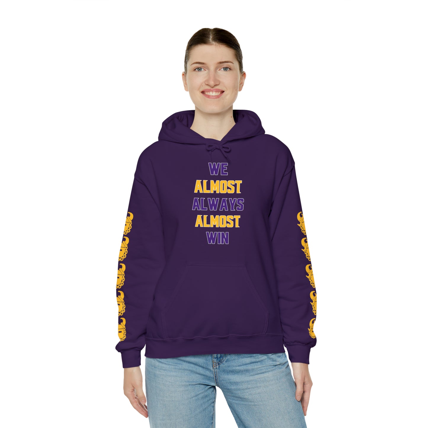 Unisex Heavy Blend™ Hooded Sweatshirt - ALMOST + Game Day Helmet (Sleeves)