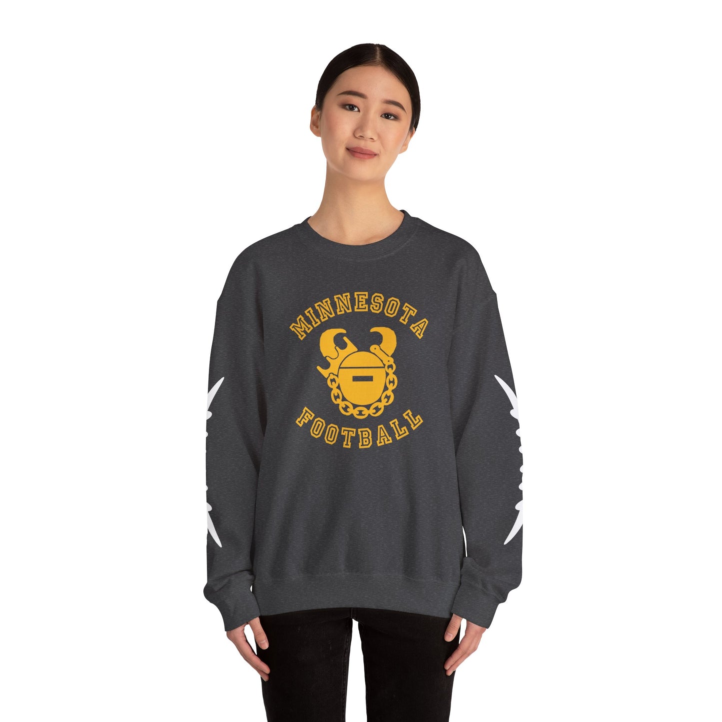 Unisex Heavy Blend™ Crewneck - Minnesota Football + Laces (Sleeves)