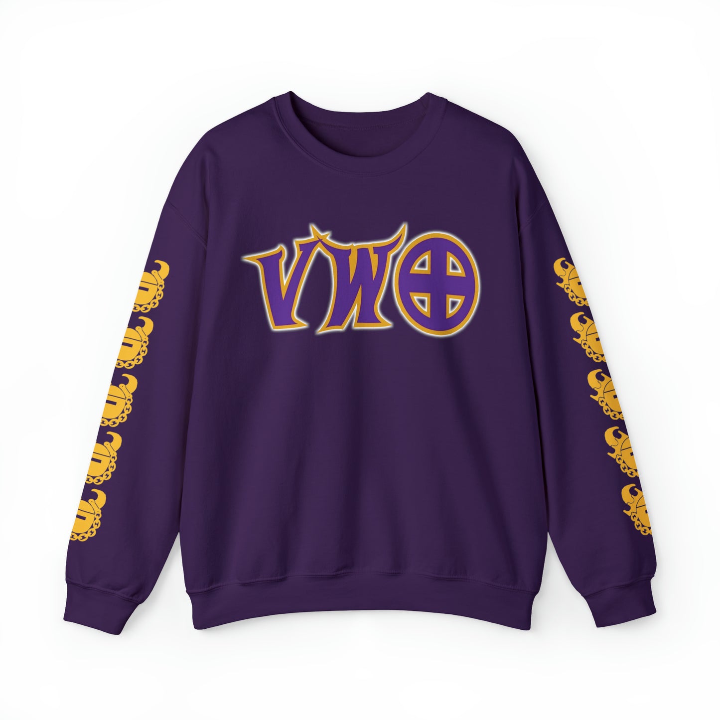 Unisex Heavy Blend™ Crewneck - V-W-O + Game Day Helmet (Sleeves)