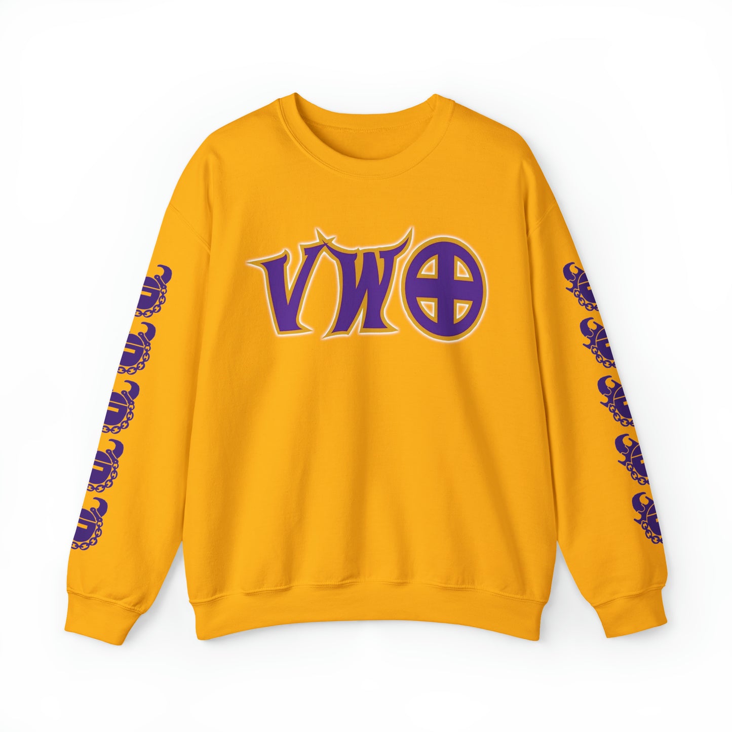 Unisex Heavy Blend™ Crewneck - V-W-O + Game Day Helmet (Sleeves)