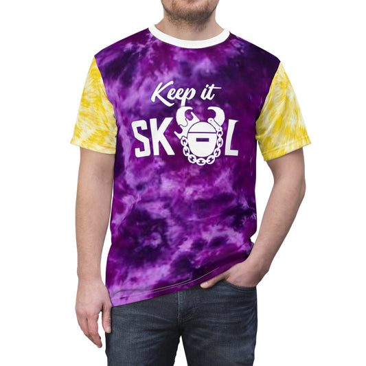 Unisex Cut & Sew Tee - Purple/Gold Tie-Dye - Keep it Simple