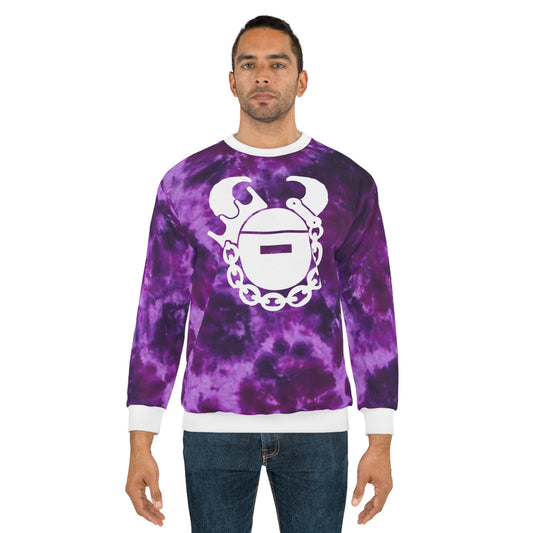 Unisex Crewneck - Purple Tie-Dye - Game Day Helmet