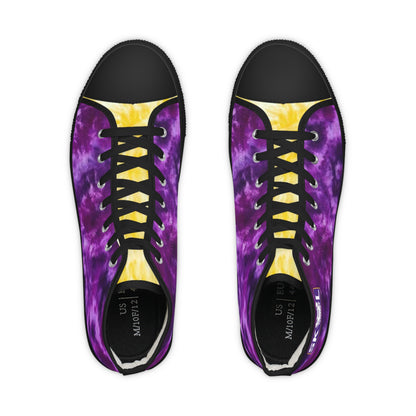 Men's High Top Sneakers - Purple/Gold Tie-Dye