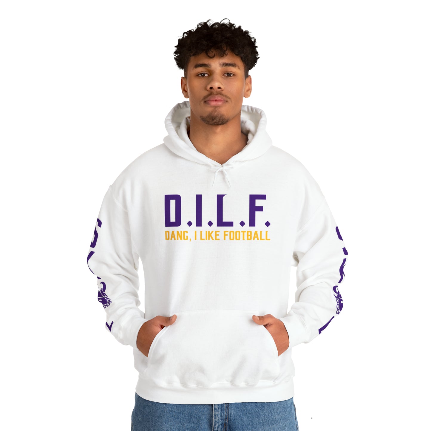 Unisex Heavy Blend™ Hooded Sweatshirt - D.I.L.F. + Original (Sleeves)