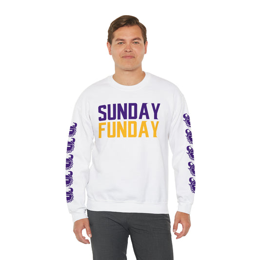 Unisex Heavy Blend™ Crewneck - SUNDAY FUNDAY + Game Day Helmet (Sleeves)