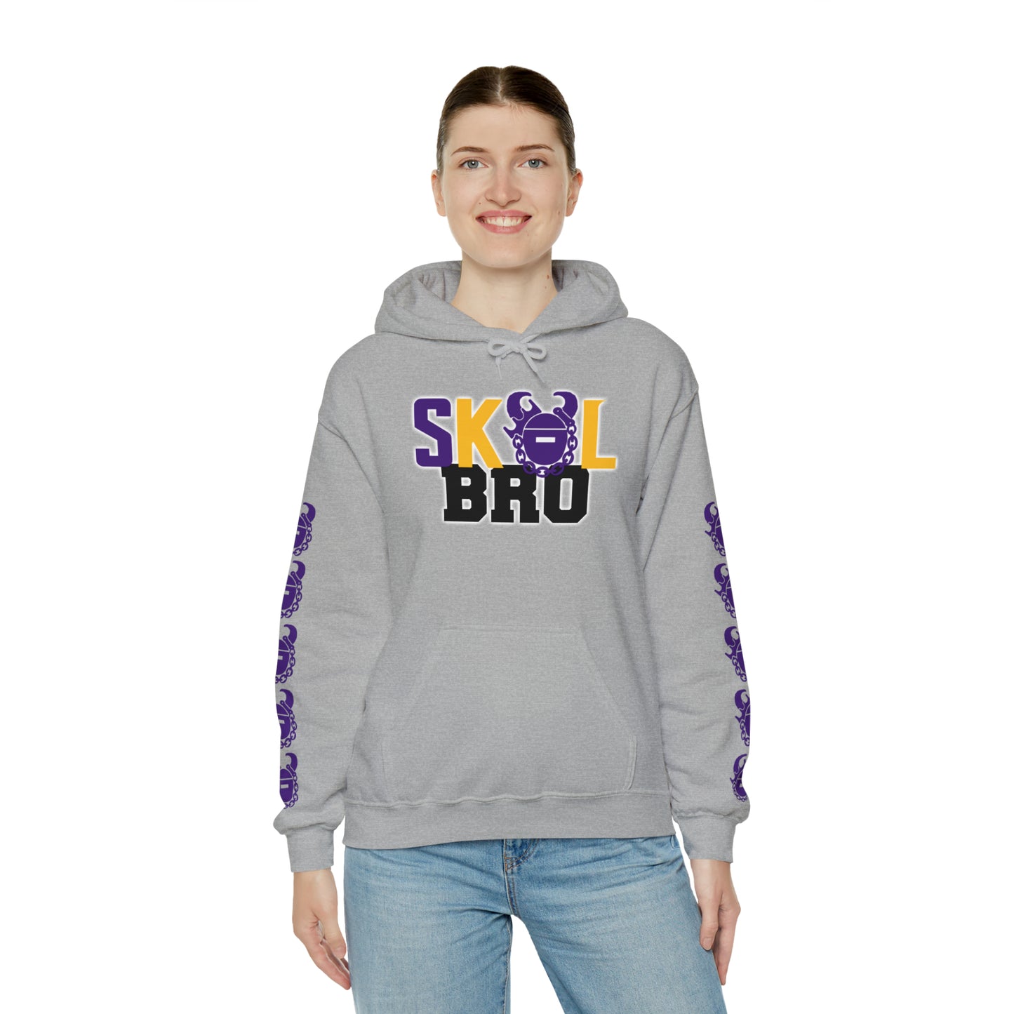 Unisex Heavy Blend™ Hooded Sweatshirt - BRO! + Game Day Helmet (Sleeves)