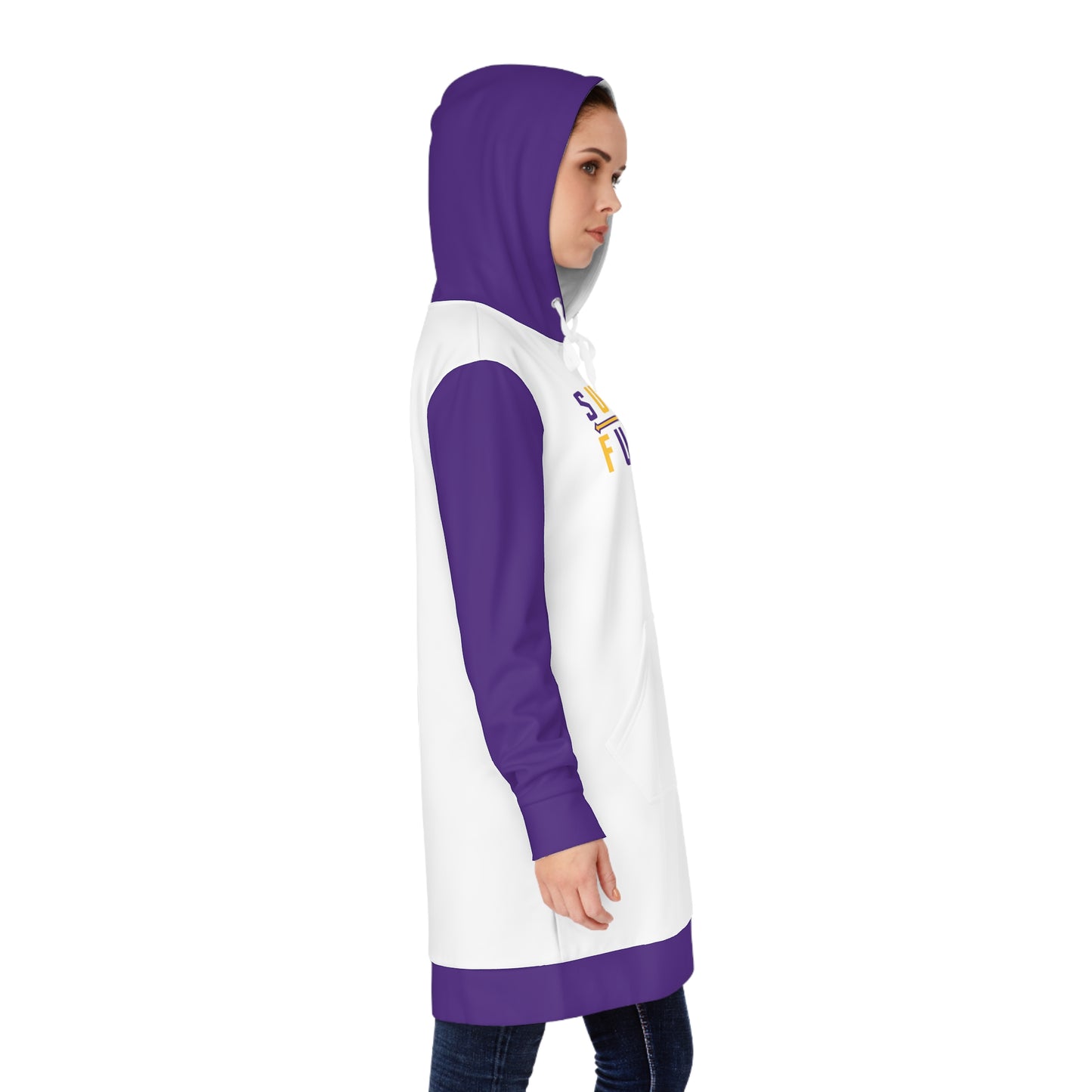 Hoodie Dress - White/Purple - Sunday FUNday