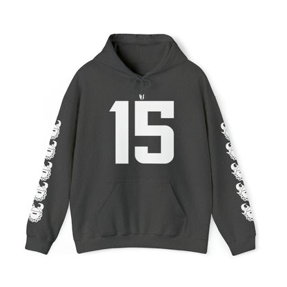 Unisex Heavy Blend™ Hooded Sweatshirt - Jersey #15 + Game Day Helmet (Sleeves)