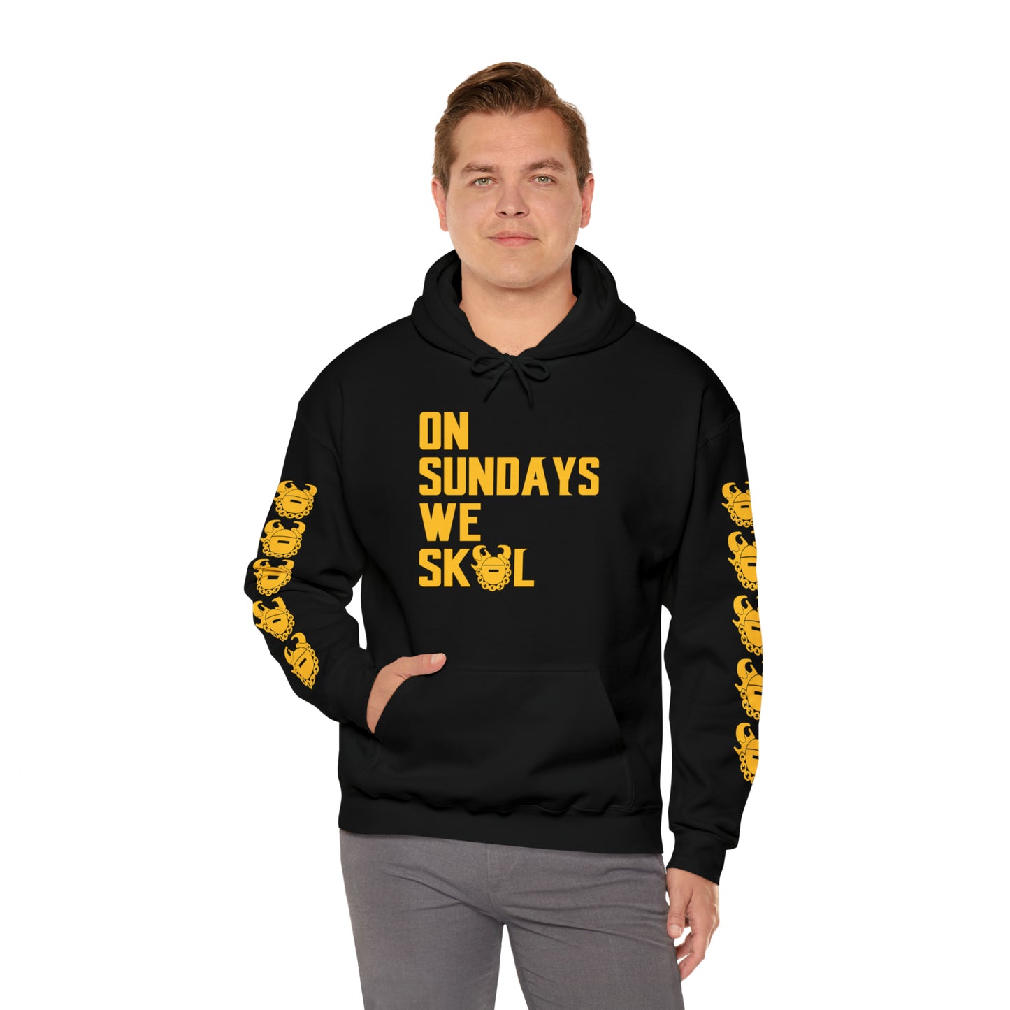 Unisex Heavy Blend™ Hooded Sweatshirt - On Sundays + Game Day Helmet (Sleeves)