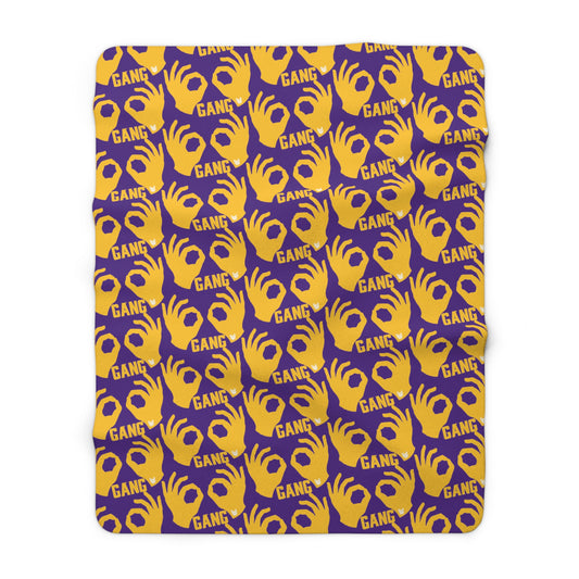 Sherpa Fleece Blanket - Purple/Gold - Griddy Gang