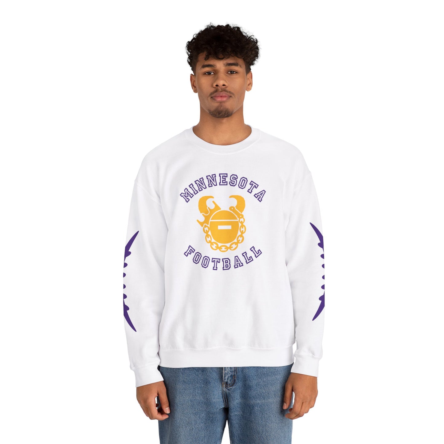 Unisex Heavy Blend™ Crewneck - Minnesota Football + Laces (Sleeves)