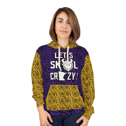 Unisex Pullover Hoodie - Purple & Gold Zebra Print - Let's go Crazy!