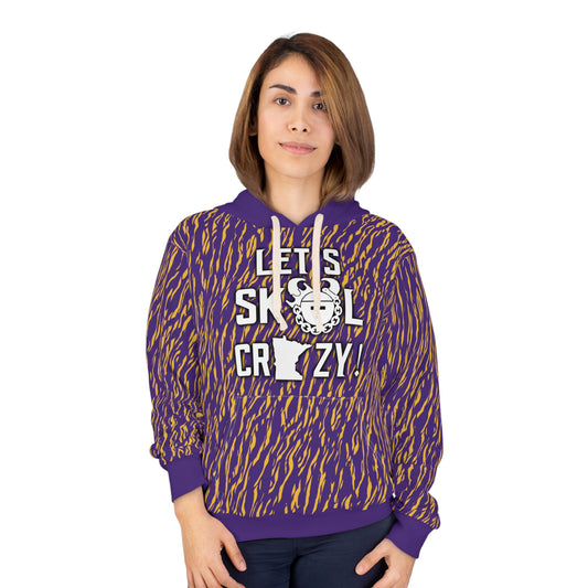 Unisex Pullover Hoodie - Zebra Print, Purple - Let's go Crazy!