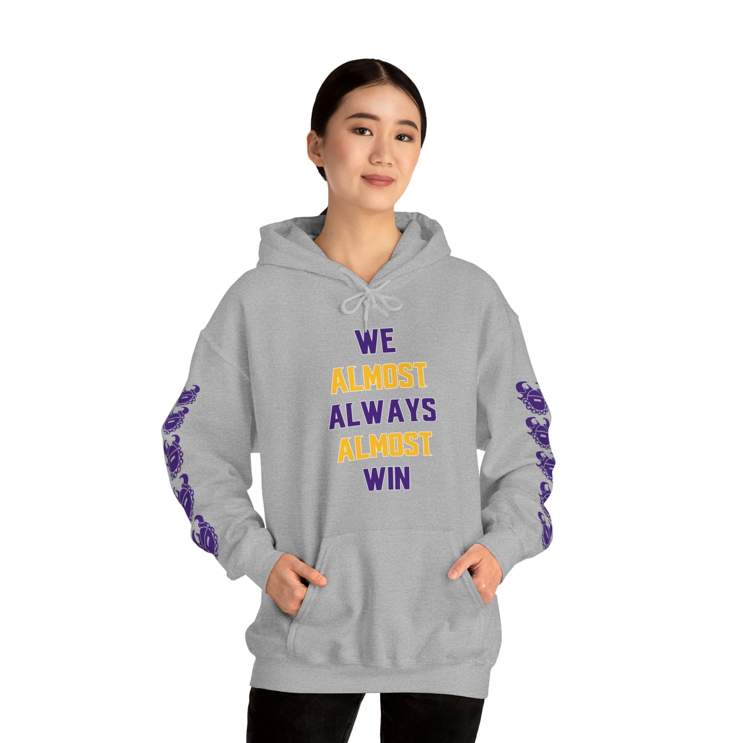 Unisex Heavy Blend™ Hooded Sweatshirt - ALMOST + Game Day Helmet (Sleeves)