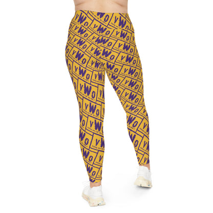 Plus Size Leggings - Gold/Purple - VWO