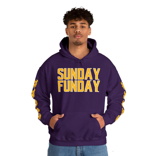 Unisex Heavy Blend™ Hooded Sweatshirt - SUNDAY FUNDAY + Game Day Helmet (Sleeves)