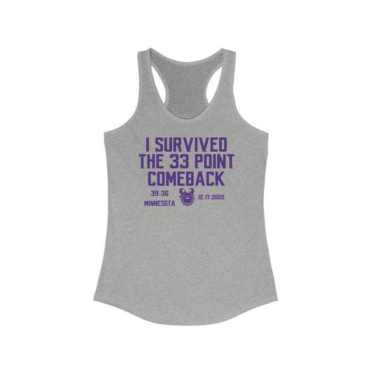 Ladies Ideal Racerback Tank - Survived the 33 Point Comeback