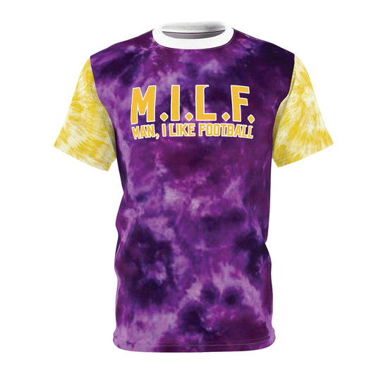 Unisex Cut & Sew Tee - Purple/Gold Tie-Dye - M.I.L.F.