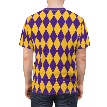 Unisex Cut & Sew Tee - Purple/Gold Diamonds - Let's go Crazy!