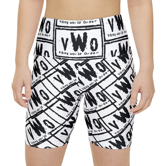 Women's Workout Shorts - White/Black - VWO (Framed)