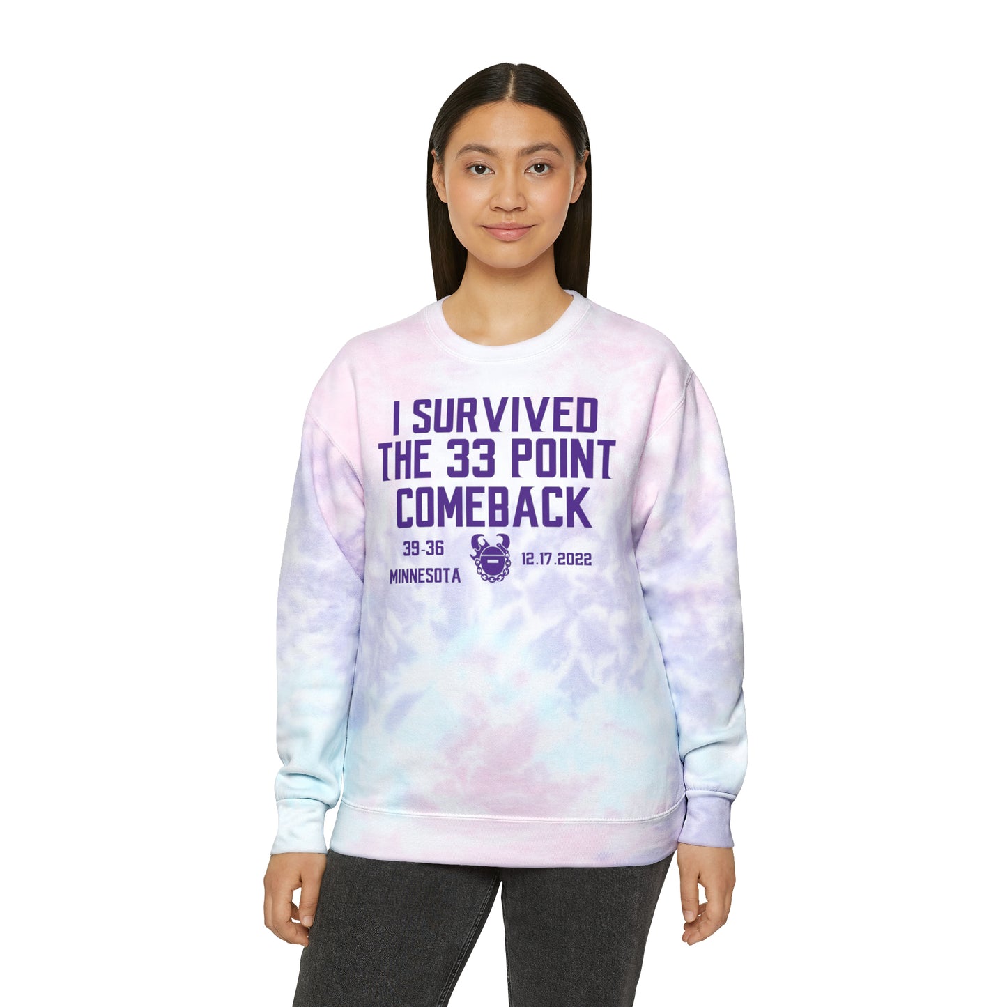 Tie-Dye Crewneck - Survived the 33 Point Comeback