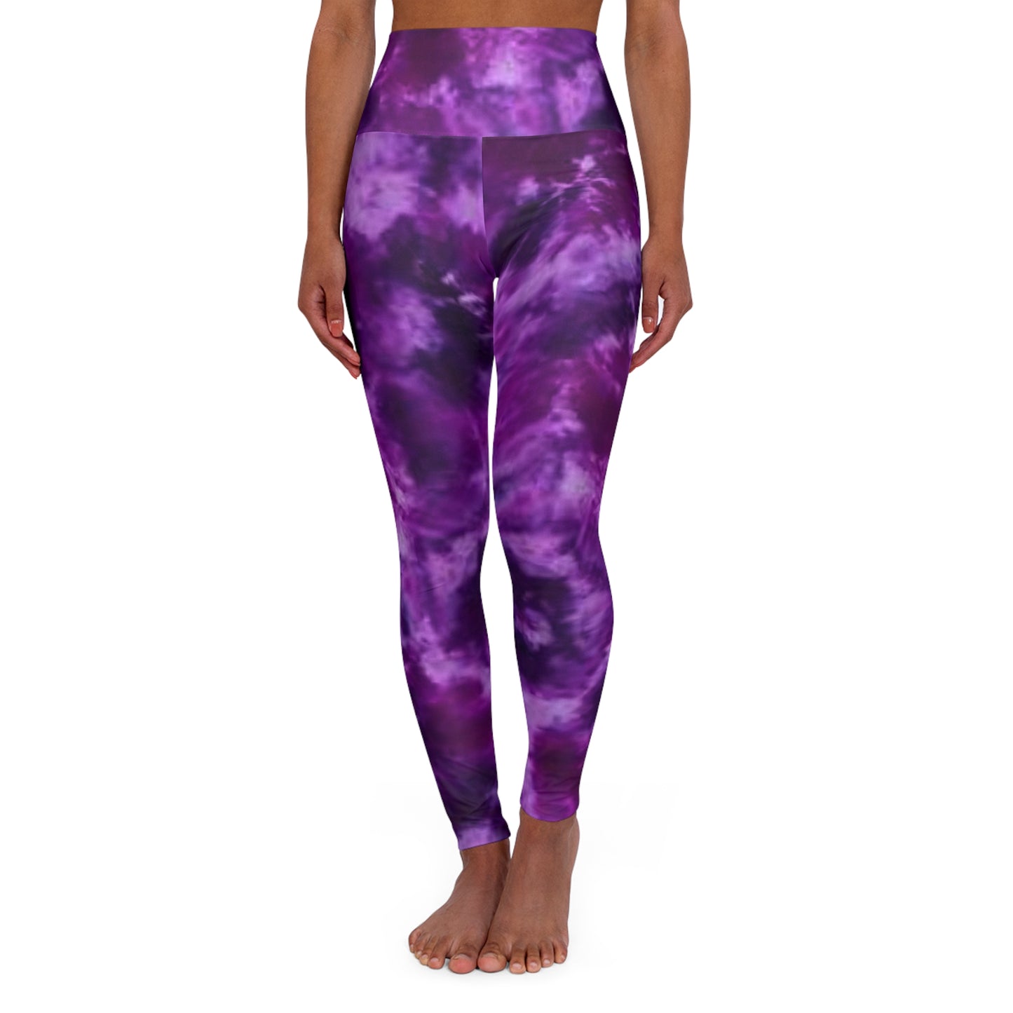 High Waisted Yoga Leggings - Purple Tie-Dye