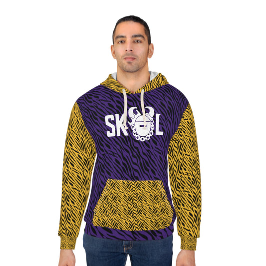 Unisex Pullover Hoodie - Purple & Gold Zebra Print - The Original