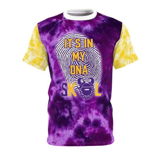 Unisex Cut & Sew Tee - Purple/Gold Tie-Dye - It's in my DNA