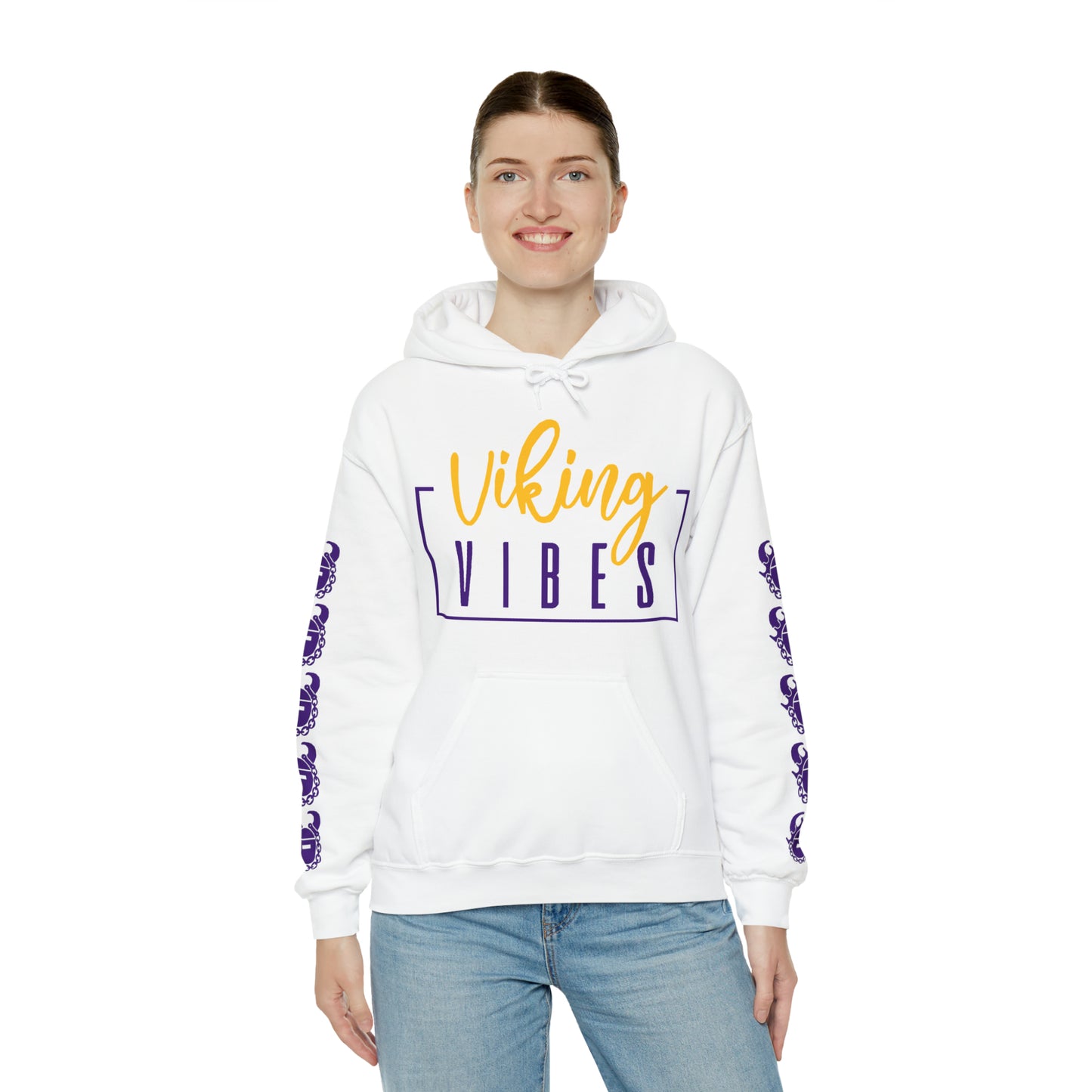 Unisex Heavy Blend™ Hooded Sweatshirt - Vibes + Game Day Helmet (Sleeves)