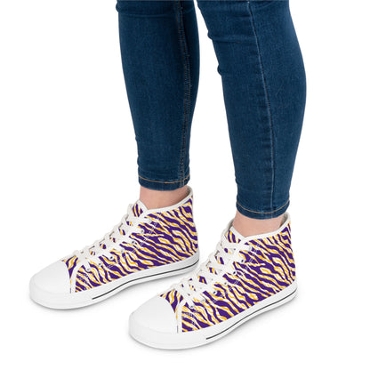 Women's High Top Sneakers - Zebra Print