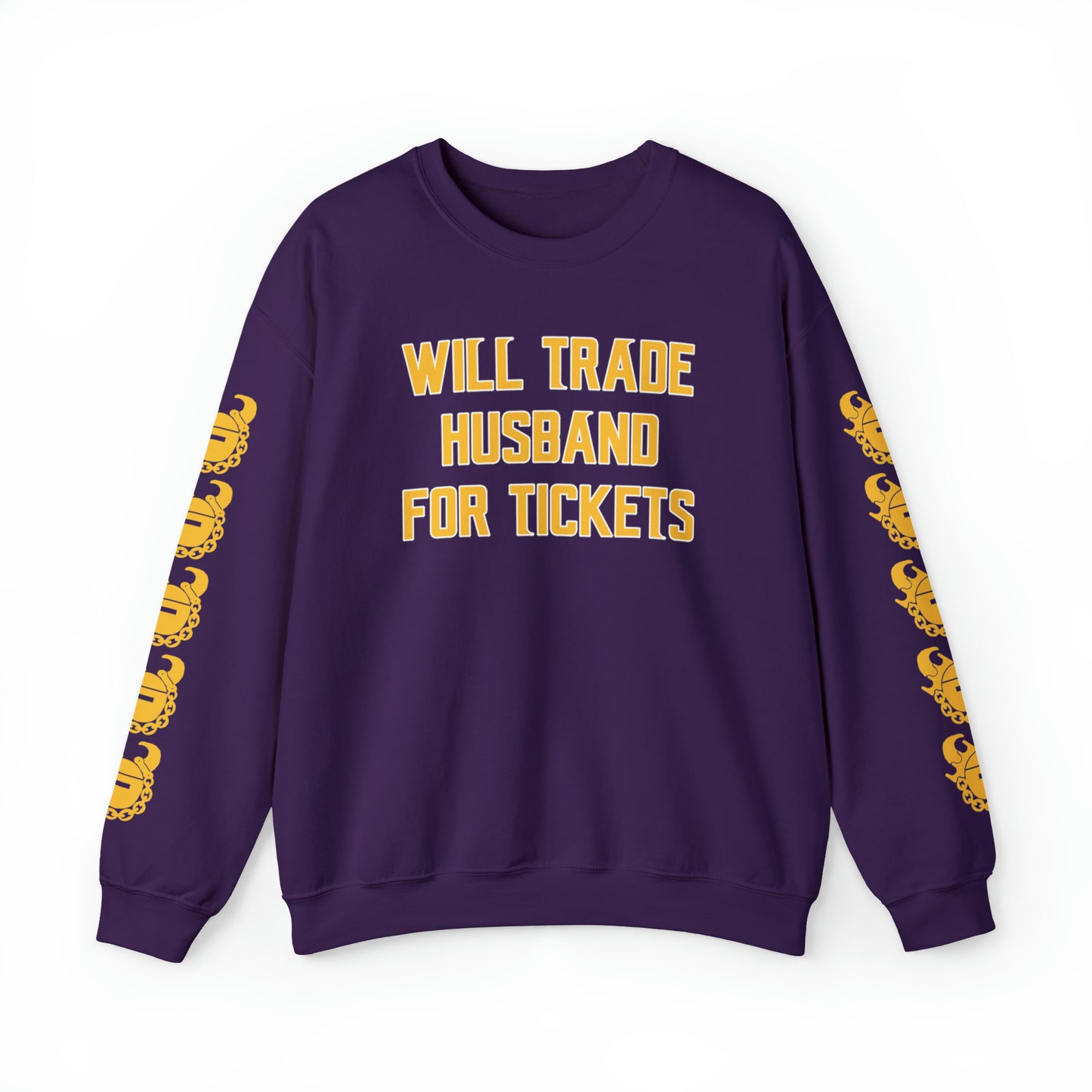 Unisex Heavy Blend™ Crewneck - Husband for Tickets + Game Day Helmet (Sleeves)