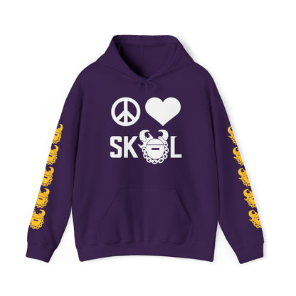 Unisex Heavy Blend™ Hooded Sweatshirt - Peace & Love + Game Day Helmet (Sleeves)