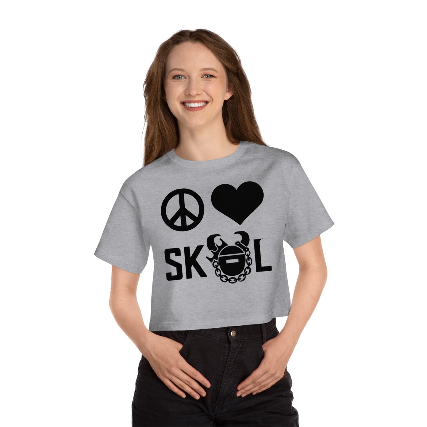 Women's Champion Heritage Cropped Top - Peace & Love