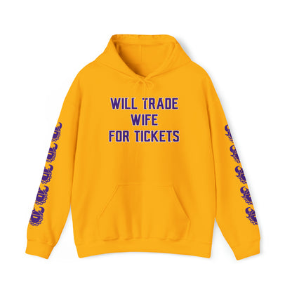 Unisex Heavy Blend™ Hooded Sweatshirt - Wife for Tickets + Game Day Helmet (Sleeves)