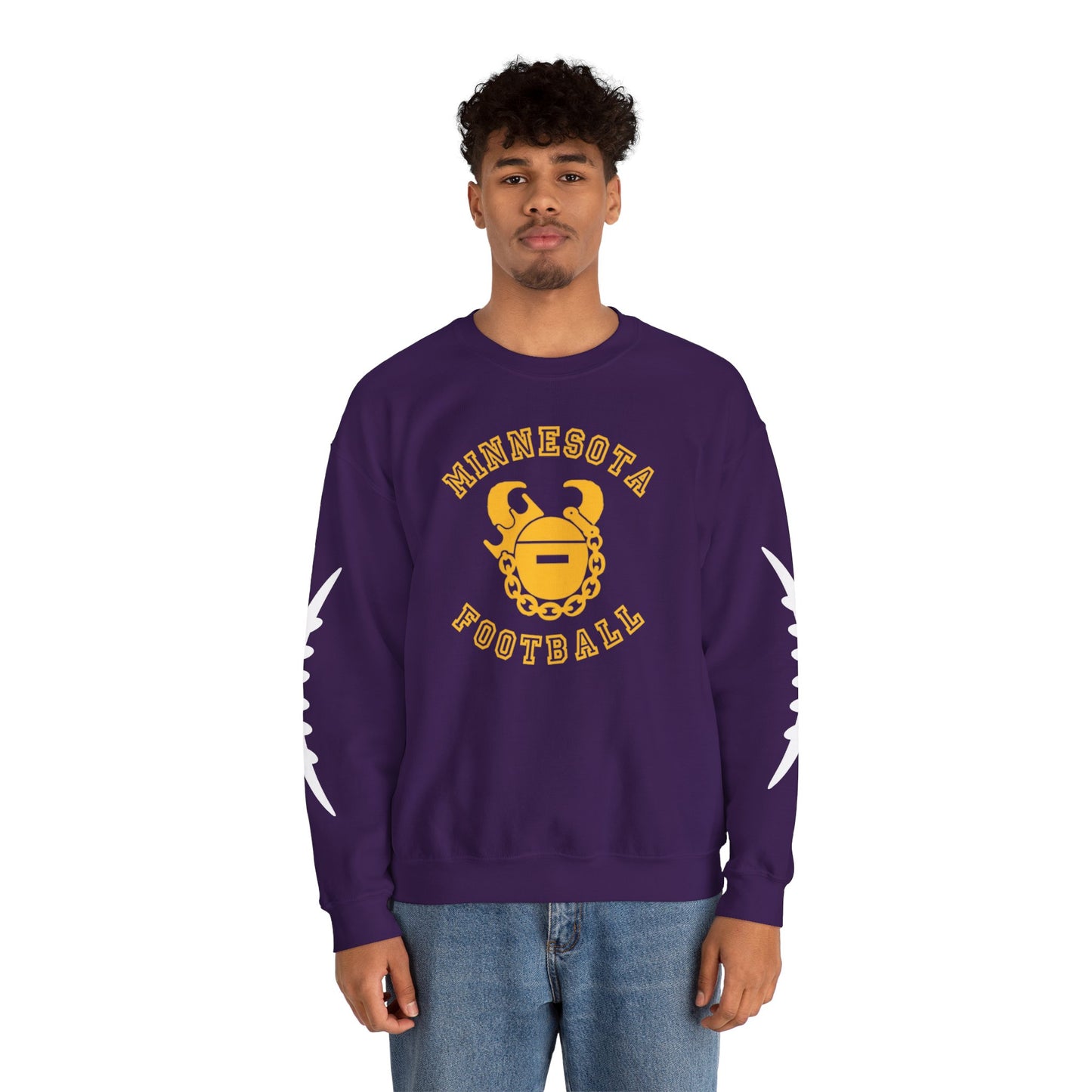 Unisex Heavy Blend™ Crewneck - Minnesota Football + Laces (Sleeves)