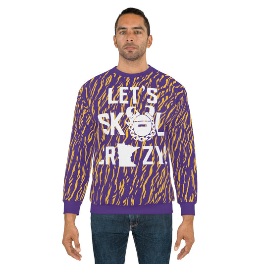 Unisex Crewneck - Zebra Print, Purple - Let's go Crazy!