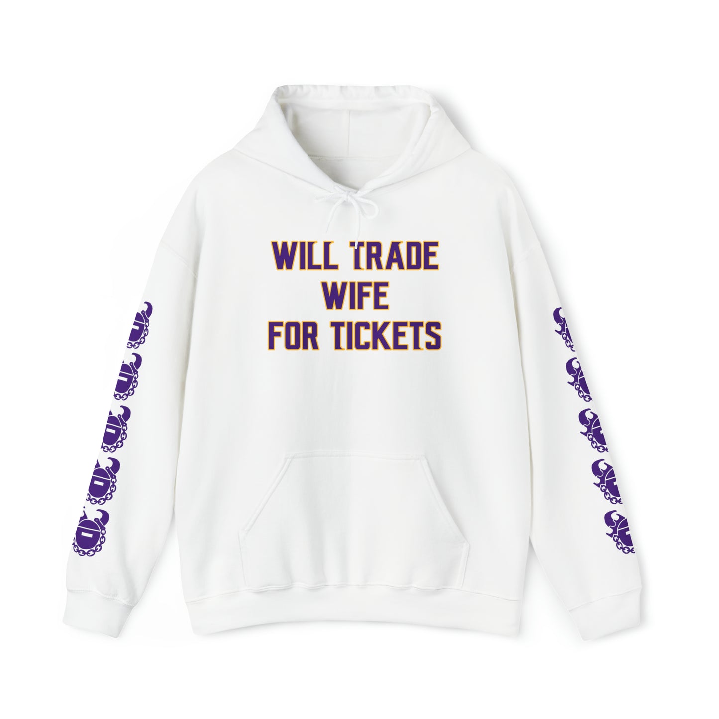 Unisex Heavy Blend™ Hooded Sweatshirt - Wife for Tickets + Game Day Helmet (Sleeves)