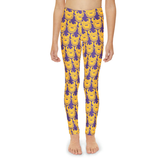 Youth Full-Length Leggings - Purple/Gold Helmets