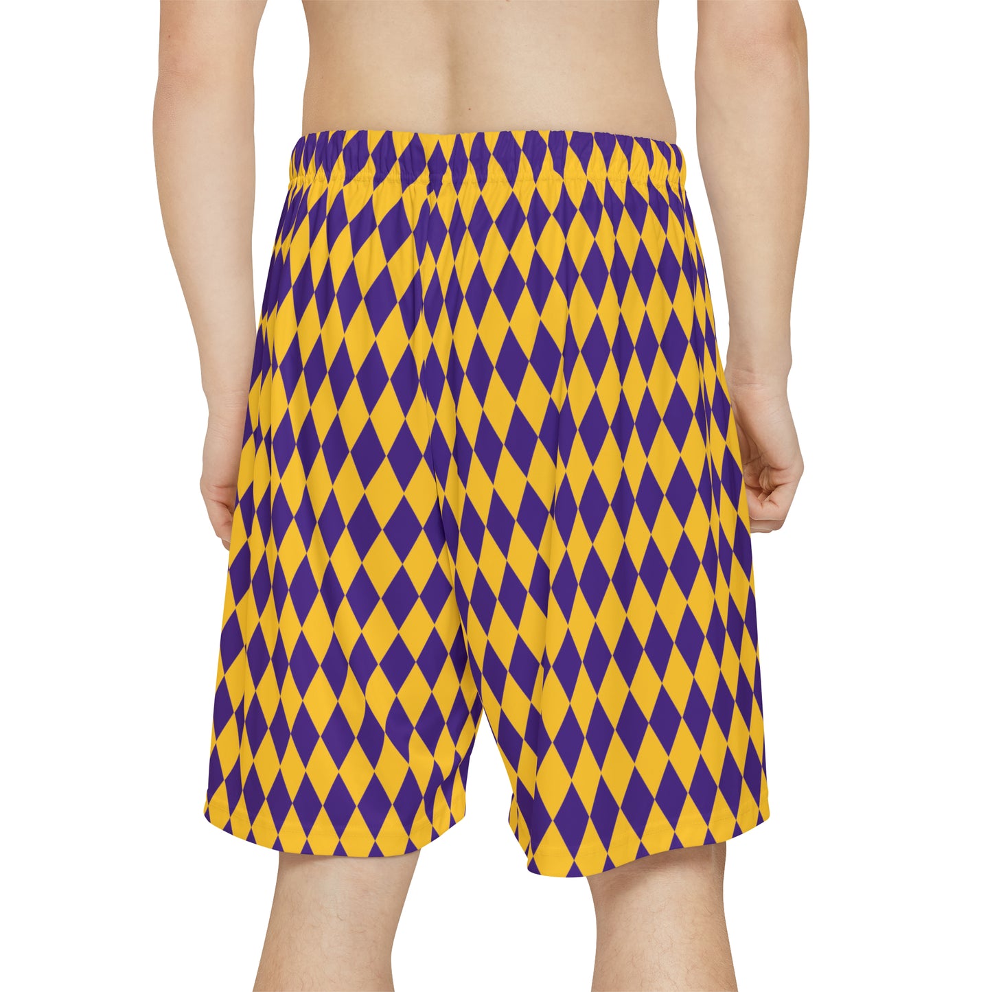 Men’s Sports Shorts - Purple/Gold Diamonds