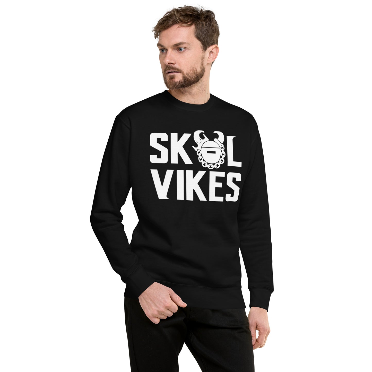 Customizable -- Unisex Premium Crewneck - Black - Vikes