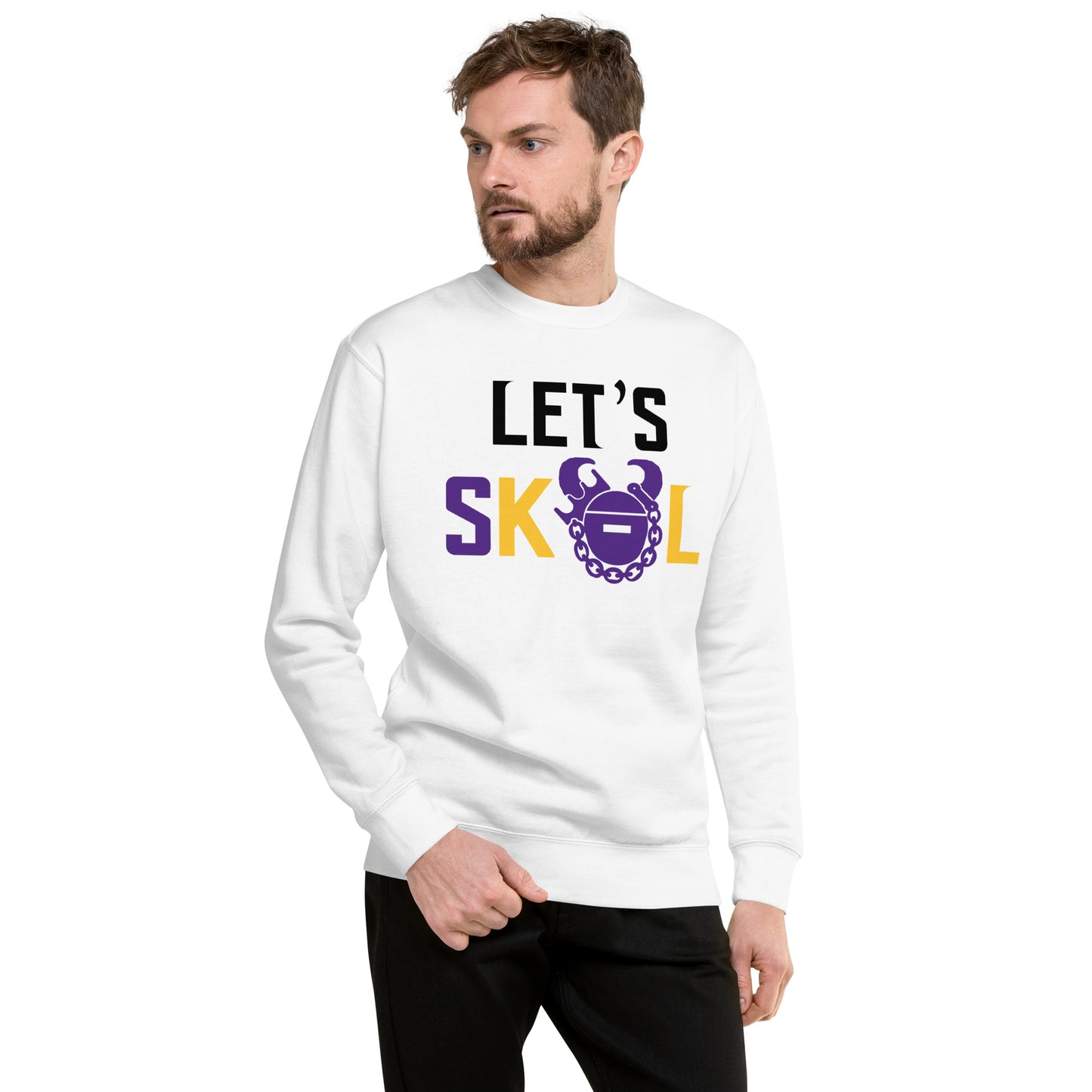 Customizable -- Unisex Premium Crewneck - White - Let's go!