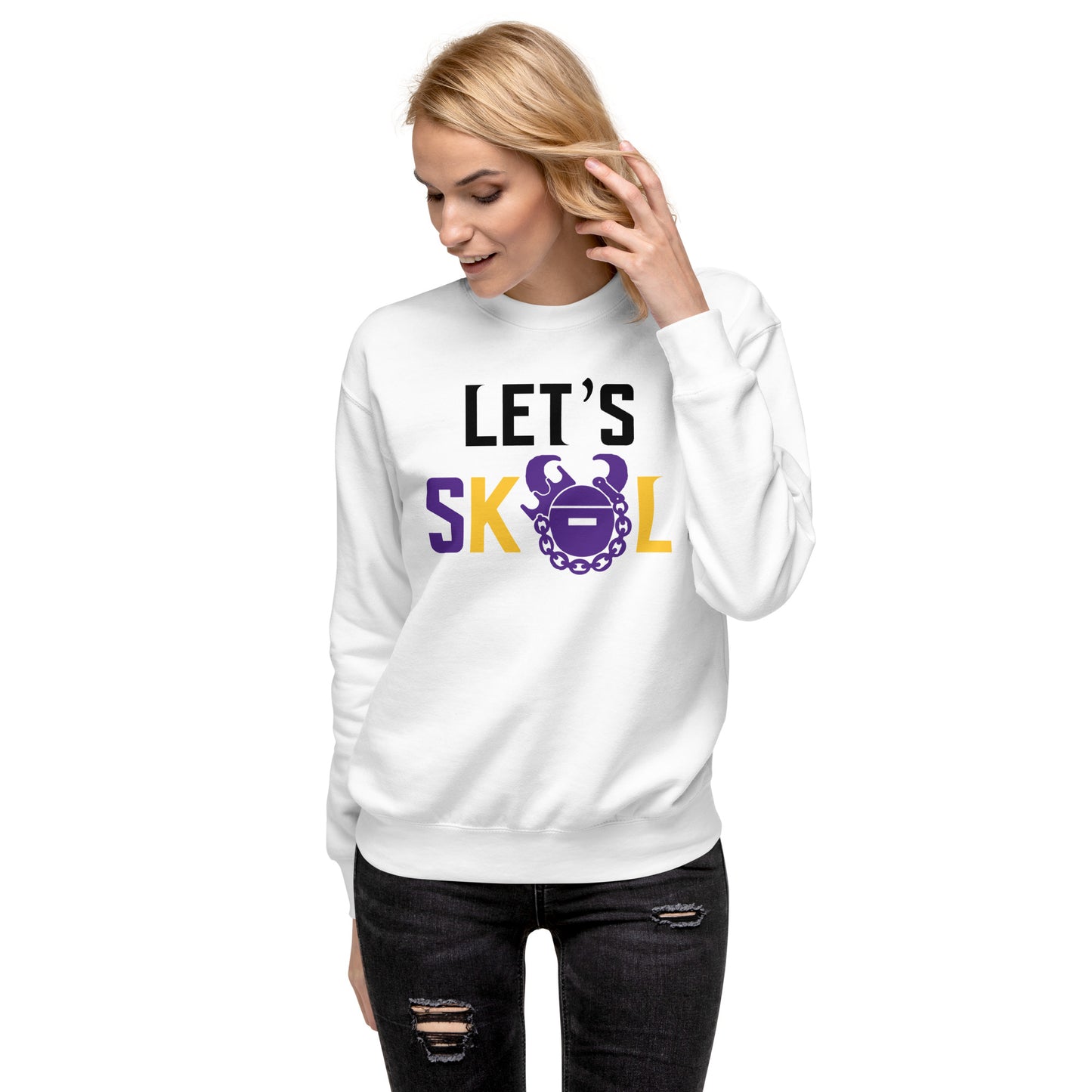 Customizable -- Unisex Premium Crewneck - White - Let's go!